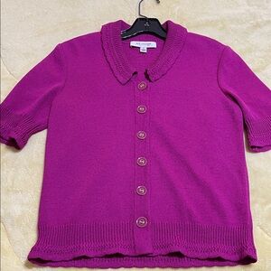 St. John Collection Fuchsia Short Sleeve Cardigan